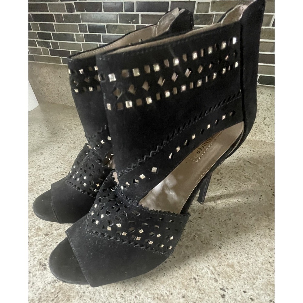 J. LO  Jennifer Lopez  Black Open Toe Cut Out Stiletto High Heels 7 1/2 Party